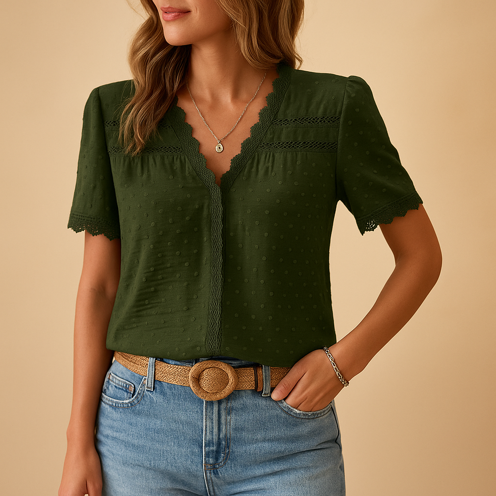 Nadia | Elegant Lace Blouse With V-Neck