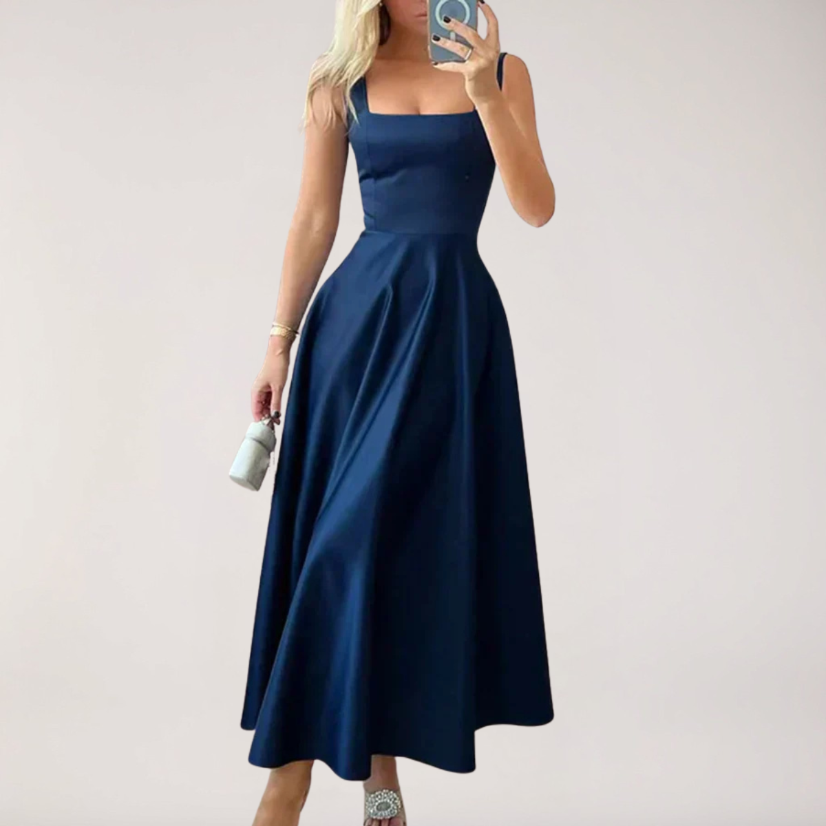Rim | Elegant Midi Dress with Square Neckline