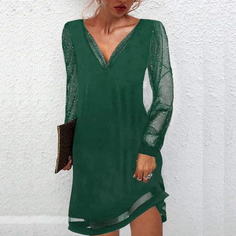 Aurore | Halvlang Aftenkjole – Lace Effekt Og Diskret Glans