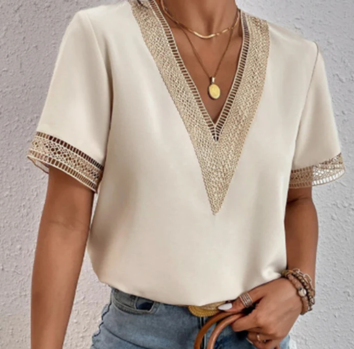 Émilienne | T-shirt V-hals Sommerbrise