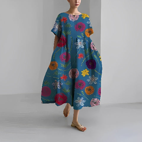 Dorothée | Lange Kleid mit Mustern – Weit geschnitten und modisch