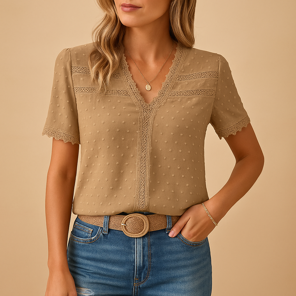 Nadia | Elegant Lace Blouse With V-Neck