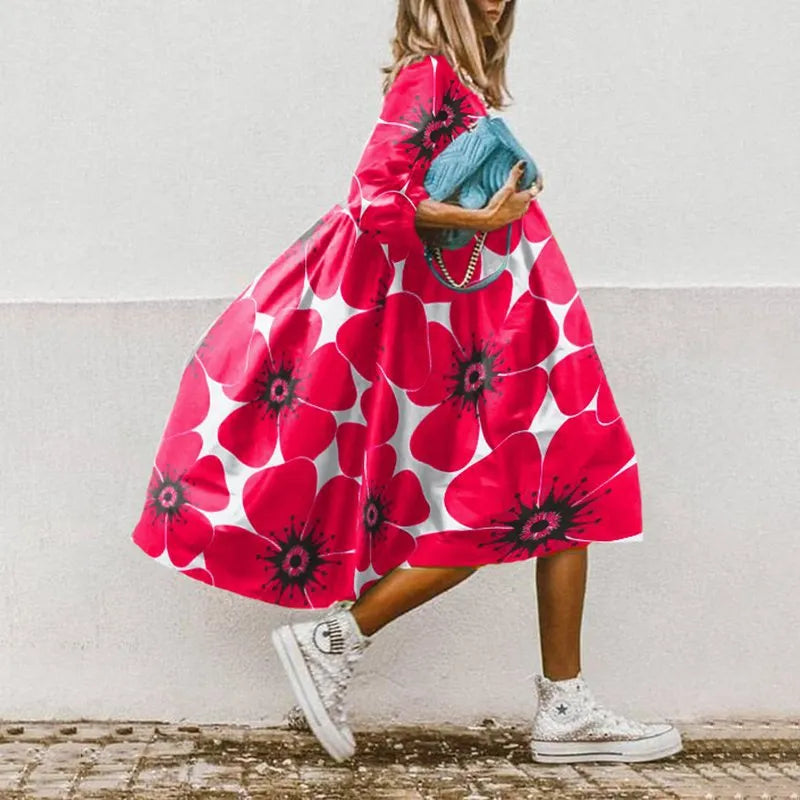 Sybille | Blommig A-linjeformad Klänning – Sommarstil