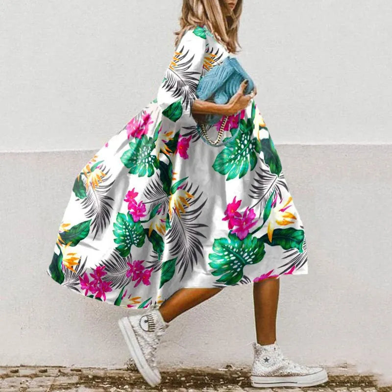 Sybille | Blommig A-linjeformad Klänning – Sommarstil