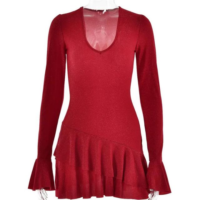 Candice | Mini Kjole med Glitrende Aflange