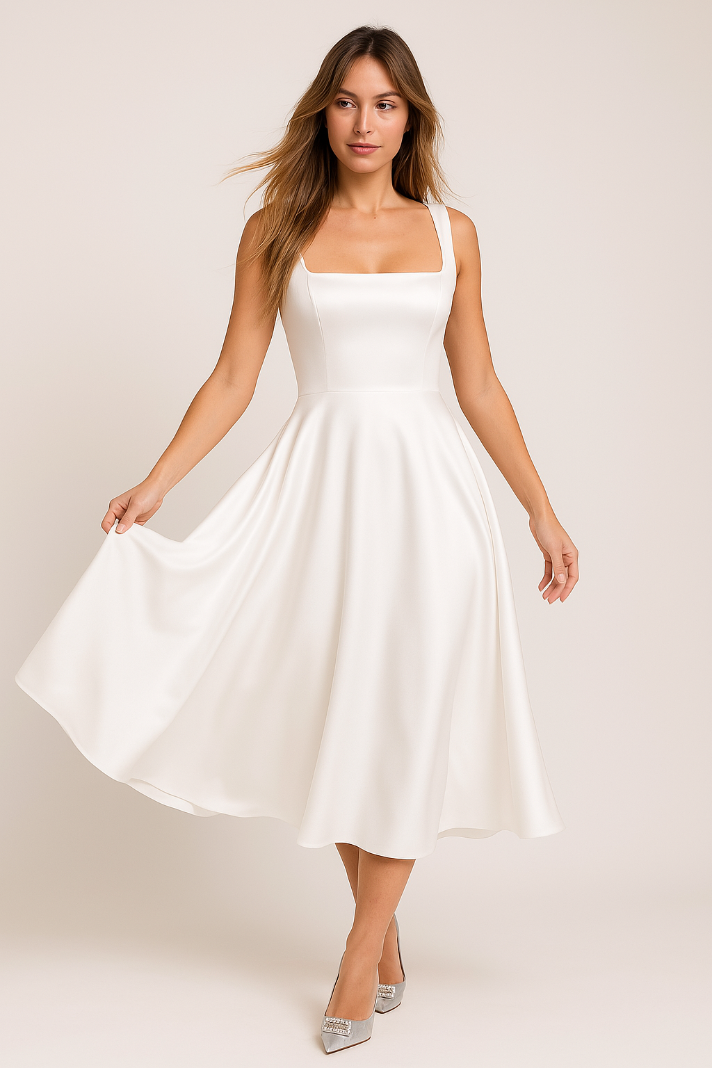 Rim | Elegant Midi Dress with Square Neckline
