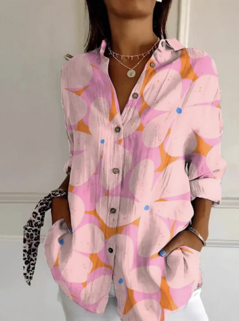 Camille|Lichte Blouse met Artistieke en Vloeiende Stijl