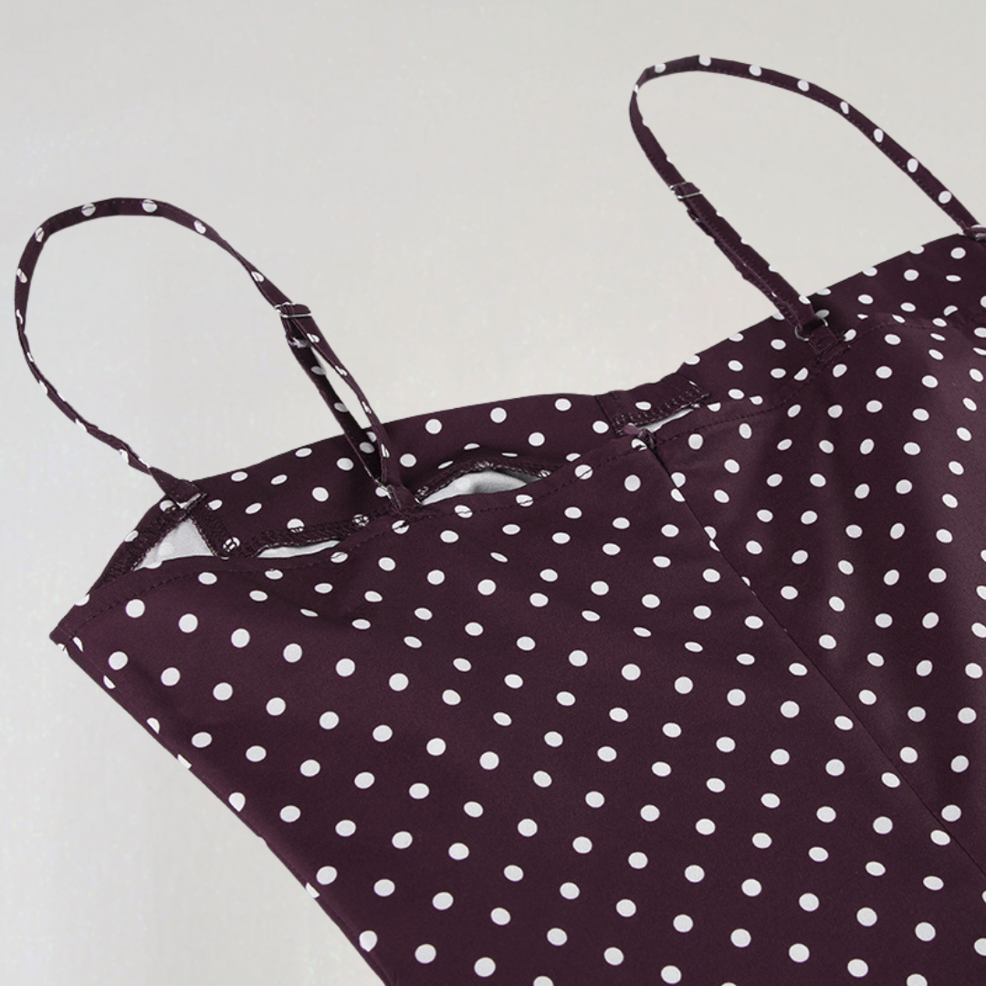 Béatrice | Robe Courte À Pois – Motif Chocolat Pour Un Style Vintage Chic