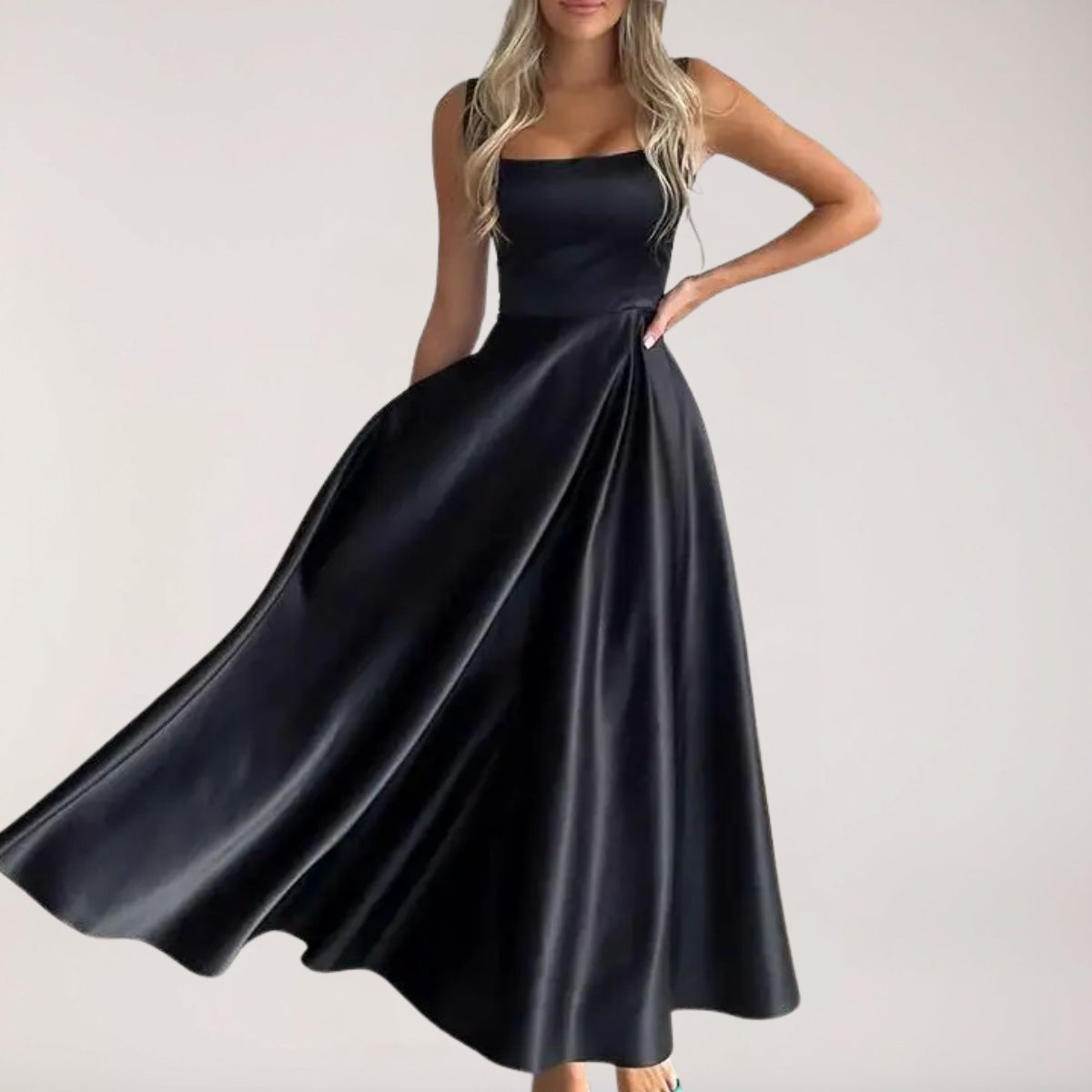 Rim | Elegant Midi Dress with Square Neckline