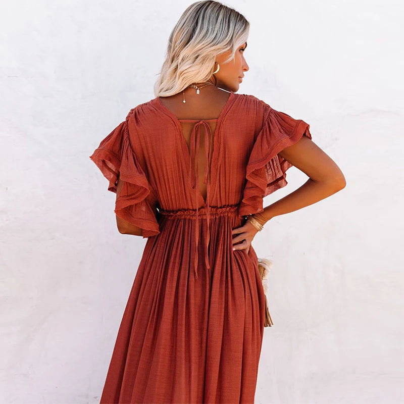 Éléonore | Robe Longue Chic Bohème – Élégance Décontractée Et Raffinée