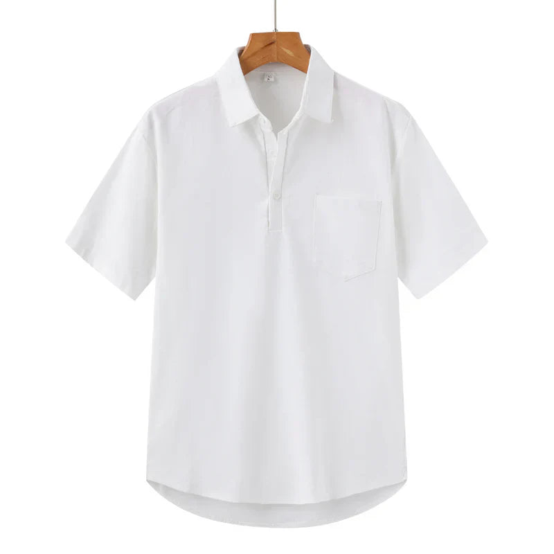 Joris | Short Sleeve T-Shirt with Open Collar and Half Buttoning