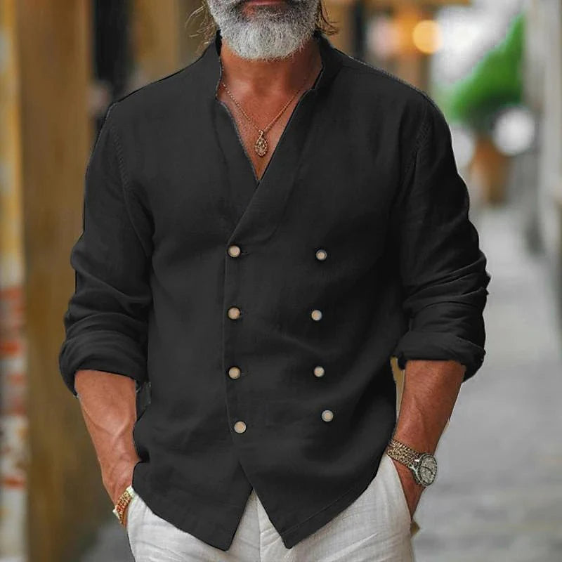 Gédéon | Cămașă Bărbați Cu Butonare Încrucișată – Stil Trendy Și Elegant 