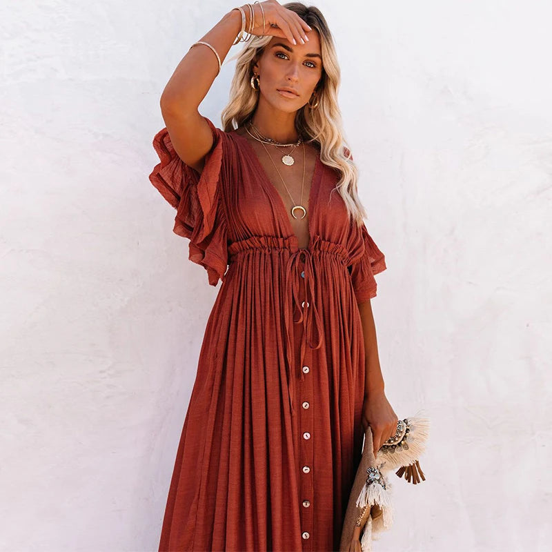 Éléonore | Robe Longue Chic Bohème – Élégance Décontractée Et Raffinée