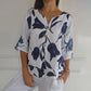 Jeanne | Elegant Floral Blouse – Central Buttoning and Short Sleeves 