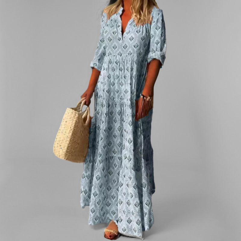 Chiara | Lange Bohème Kleid – Komfort und natürliche Eleganz 