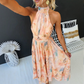 Katya | Robe Longue Bohème – Encolure Halter Et Imprimé Floral Élégant
