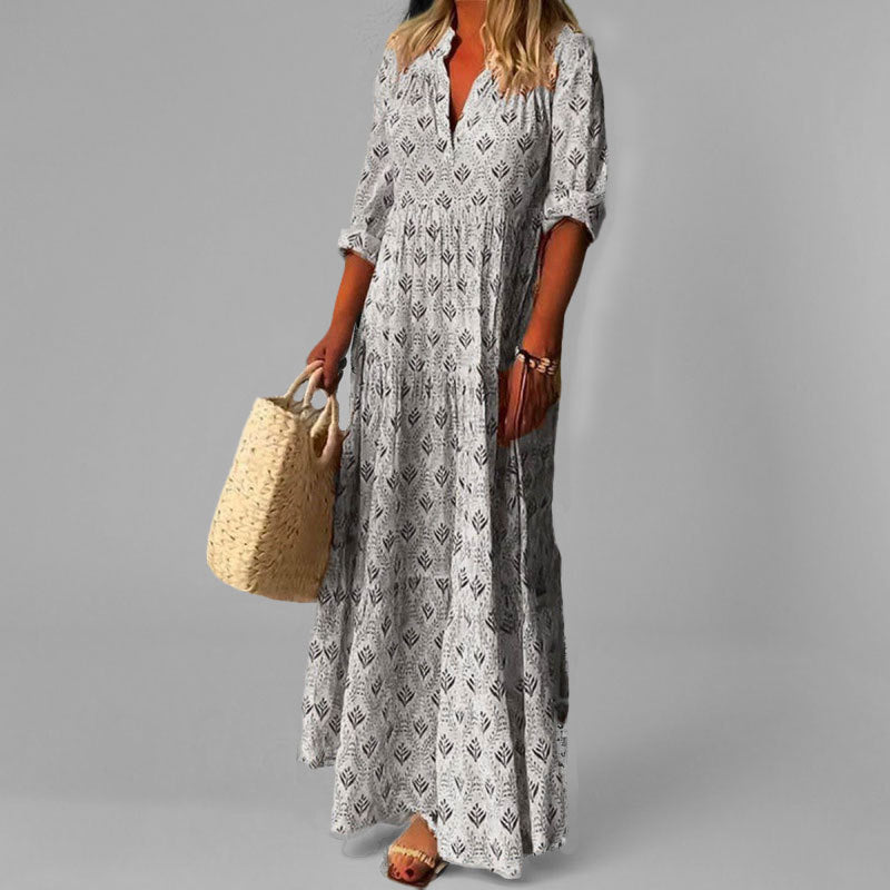 Chiara | Lange Bohème Kleid – Komfort und natürliche Eleganz 