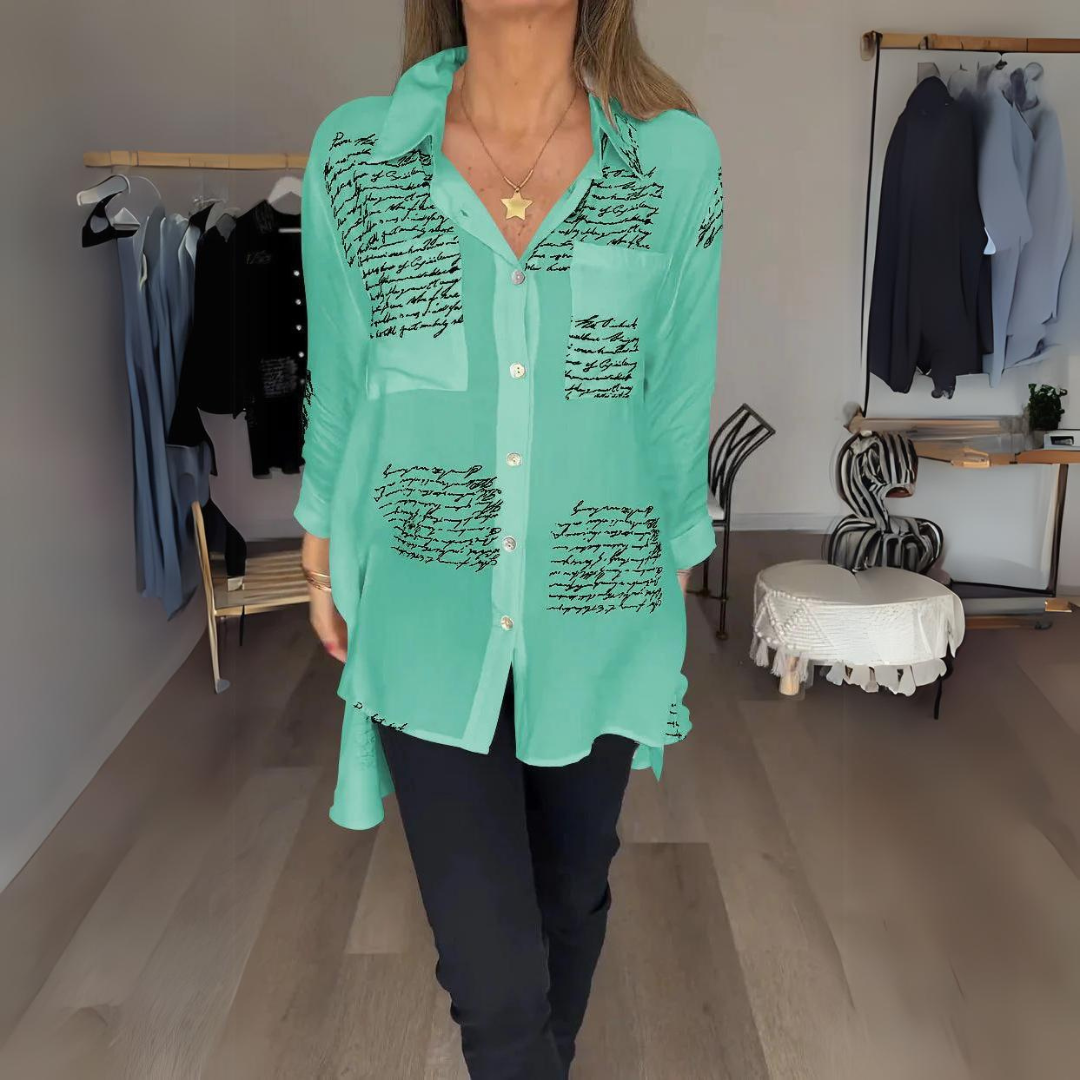 Sophie | Elegant Sommerbluse – Kunstneriske og Moderne Elementer 