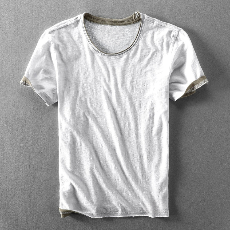 Fabio | T-shirt a Collo Rotondo e Maniche con Orli Visibili 