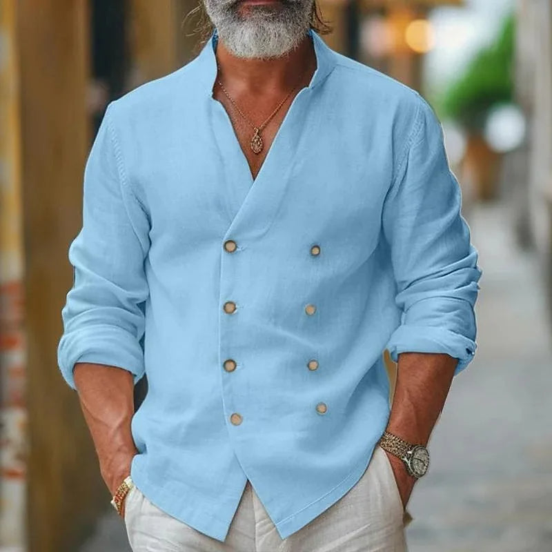 Gédéon | Cămașă Bărbați Cu Butonare Încrucișată – Stil Trendy Și Elegant 