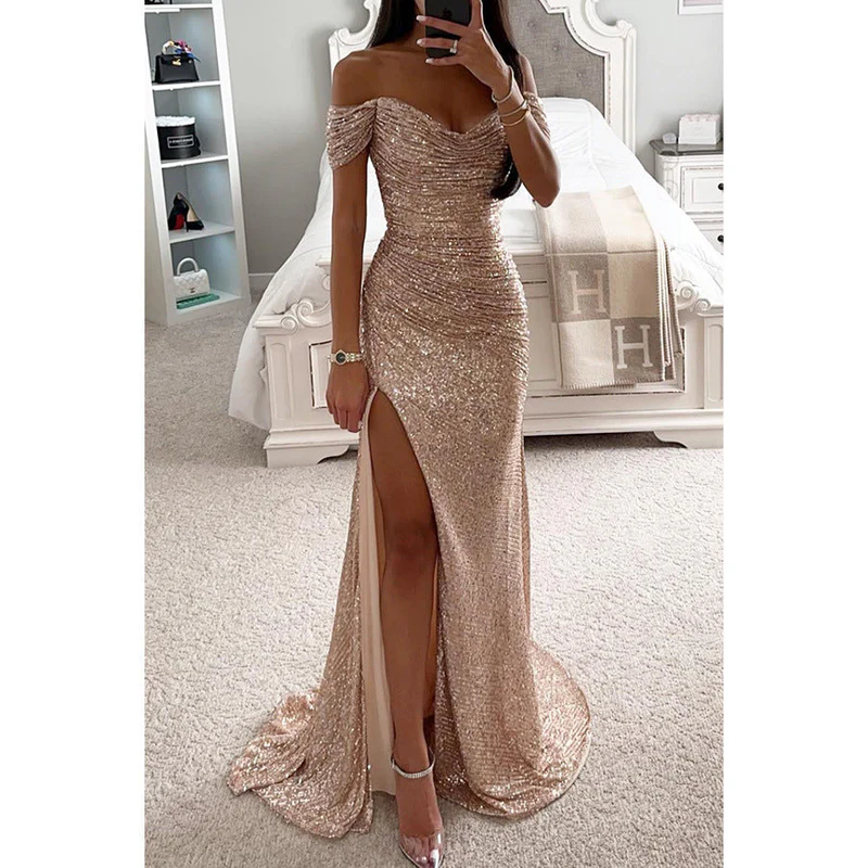 Eugénia | Robe Longue À Fente – Classe Et Scintillante