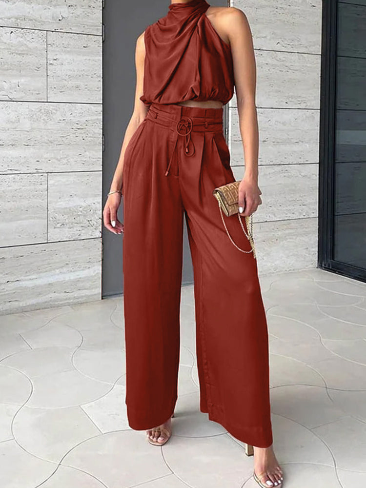 Marine | Ensemble Chic – Asymetrický top a voľné nohavice 