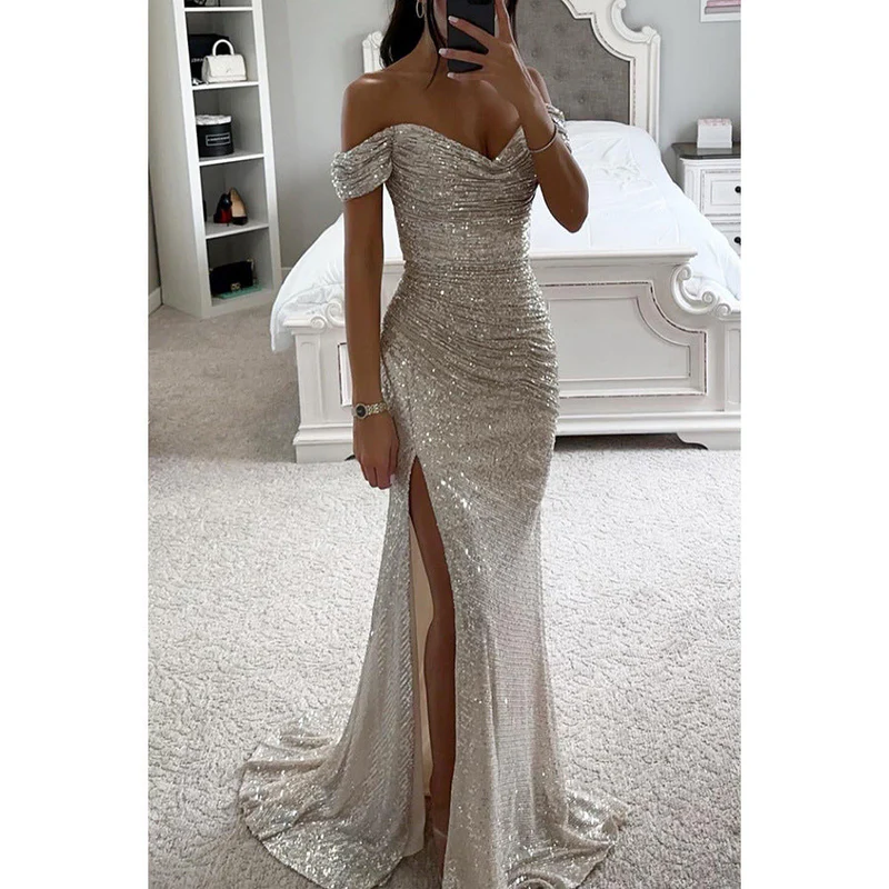 Eugénia | Robe Longue À Fente – Classe Et Scintillante