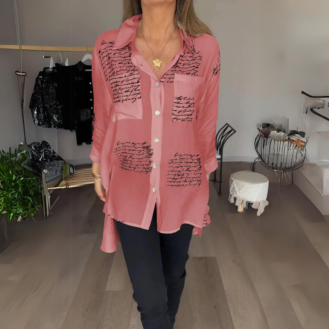Sophie | Elegant Sommerbluse – Kunstneriske og Moderne Elementer 