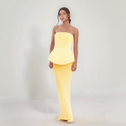 Queena | Ensemble Tendance – Crop Top Bandeau és Magas Derék Szoknya 