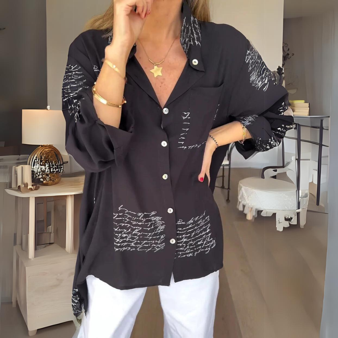 Sophie | Elegant Sommerbluse – Kunstneriske og Moderne Elementer 