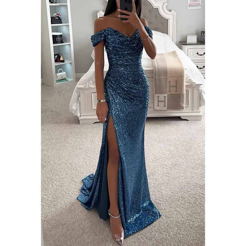 Eugénia | Robe Longue À Fente – Classe Et Scintillante