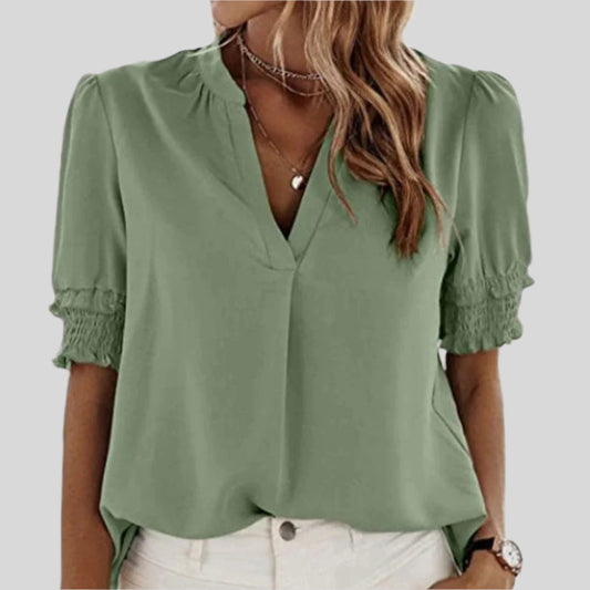 Deborah | Blusa Elegante con Maniche Arricciate 