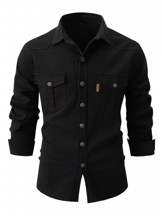 Loïc | Cămașă din denim cu contrast 