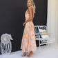 Katya | Robe Longue Bohème – Encolure Halter Et Imprimé Floral Élégant