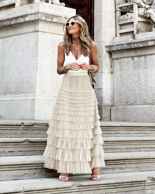 Elise|Falda Romántica Con Volantes Para Silueta Elegante 